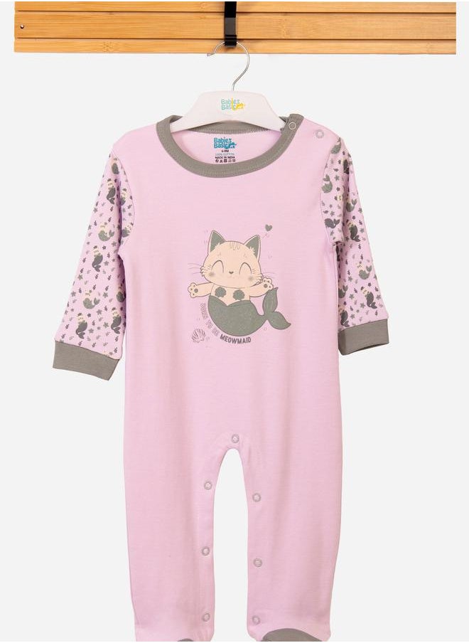 Babies Basic Babies Basic Printed Cotton Long Sleeves Sleepsuit  - Image 5