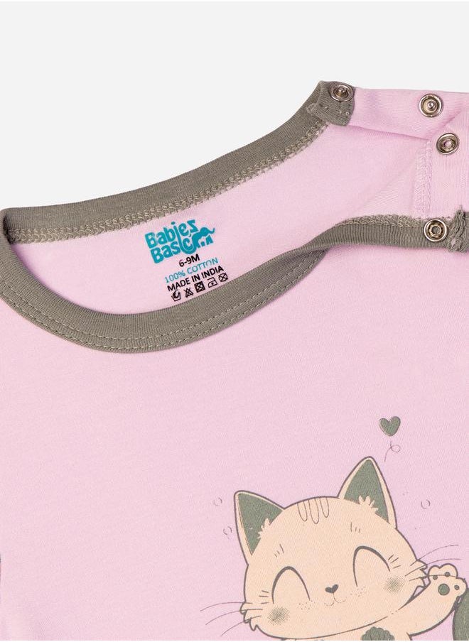 Babies Basic Babies Basic Printed Cotton Long Sleeves Sleepsuit  - Image 3