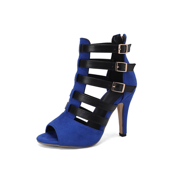 Style Belt Buckle Fine High Heel Large Size Women'S Shoes Fish Mouth High-Top Sandals 7765-8 - Image 3