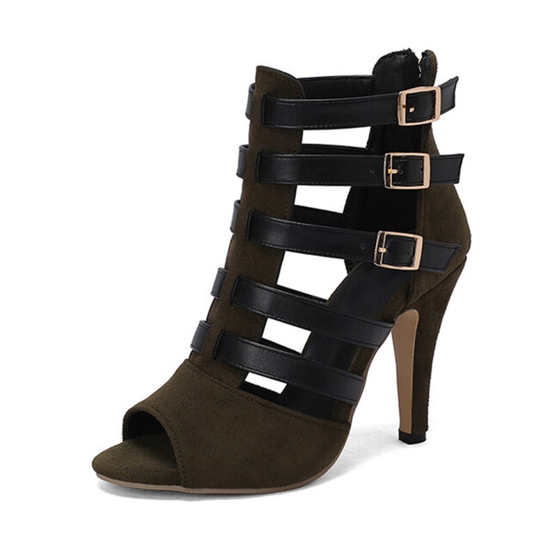 Style Belt Buckle Fine High Heel Large Size Women'S Shoes Fish Mouth High-Top Sandals 7765-8 - Image 2