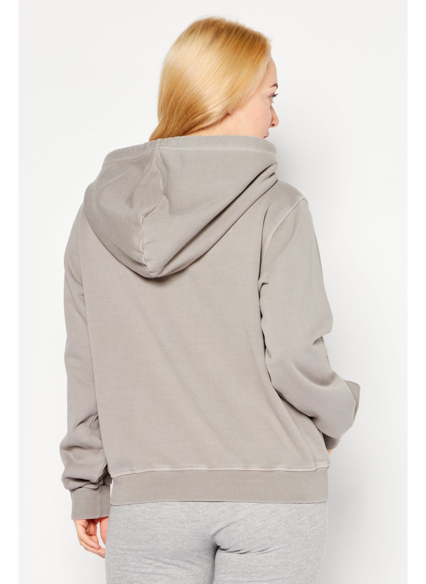 Women Long Sleeve Brand Logo Hoodie, Grey - pzsku/ZDF4AEF858AEB99F4B1A6Z/45/_/1724351296/47d97f03-0766-452d-b2c3-e74392d4a480