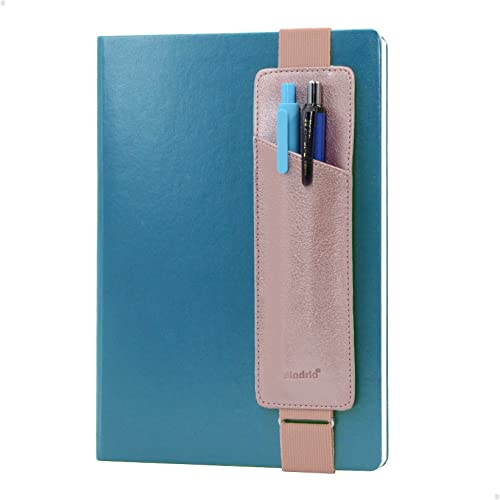 diodrio Adjustable Elastic Band Pen Holder, Pencil Holder, Pen Sleeve Pouch for Hardcover Journals, Notebooks, Planners, Binders, Fit Notebooks from 8" to 11” in Height, PU Leather, Detachable, Rose Gold - Image 1