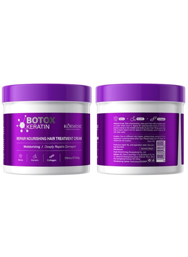 Kormesic كريم شعر بوتوكس كيراتين 500 جرام مرطب ومصلح ومغذي لعلاج الشعر مع بوتوكس كيراتين وكولاجين يقلل من التكسر وتقصف الأطراف ويستعيد القوة ويصلح الشعر الجاف التالف - Image 2