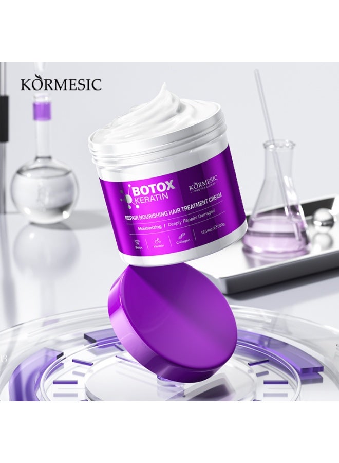 Kormesic كريم شعر بوتوكس كيراتين 500 جرام مرطب ومصلح ومغذي لعلاج الشعر مع بوتوكس كيراتين وكولاجين يقلل من التكسر وتقصف الأطراف ويستعيد القوة ويصلح الشعر الجاف التالف - Image 4