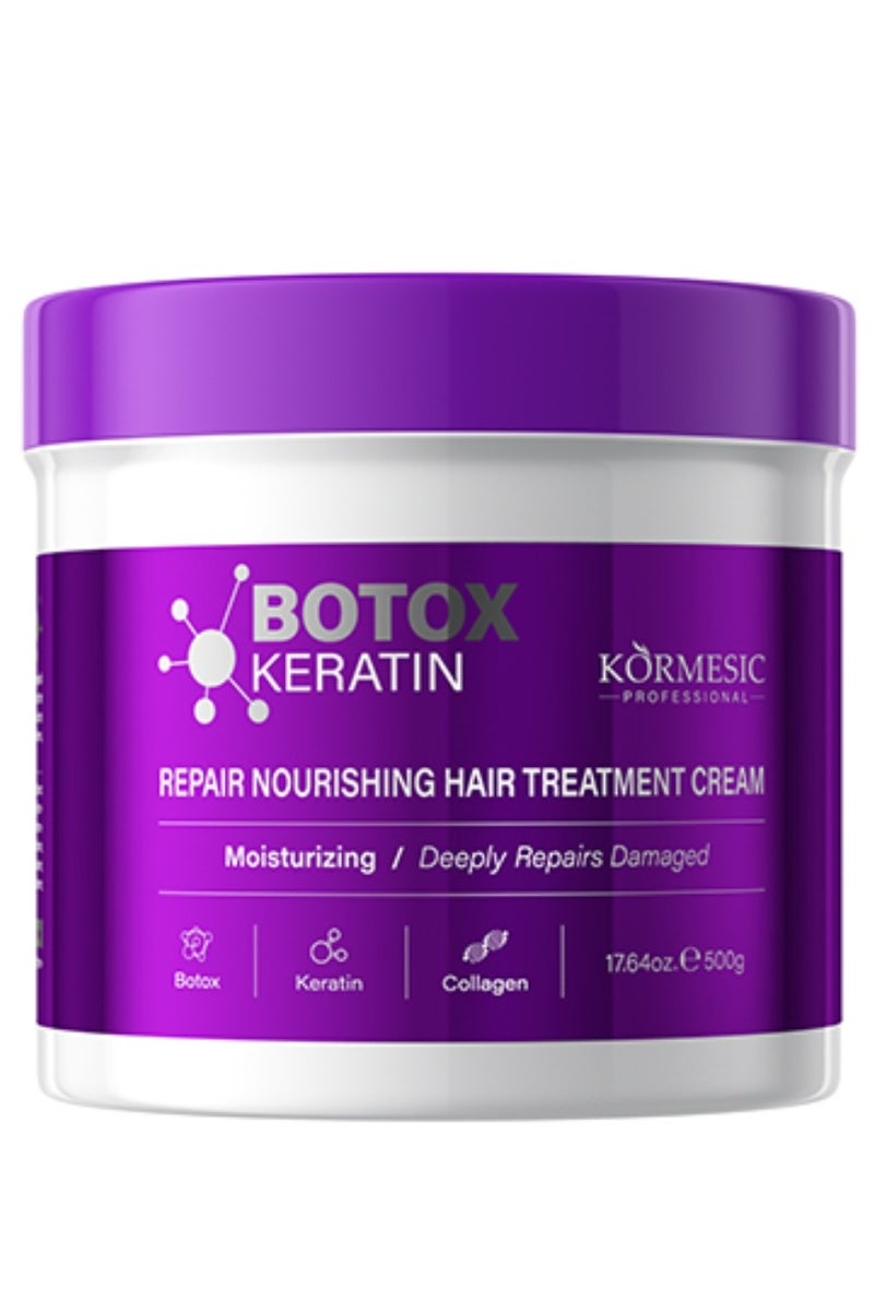 Kormesic كريم شعر بوتوكس كيراتين 500 جرام مرطب ومصلح ومغذي لعلاج الشعر مع بوتوكس كيراتين وكولاجين يقلل من التكسر وتقصف الأطراف ويستعيد القوة ويصلح الشعر الجاف التالف - Image 1