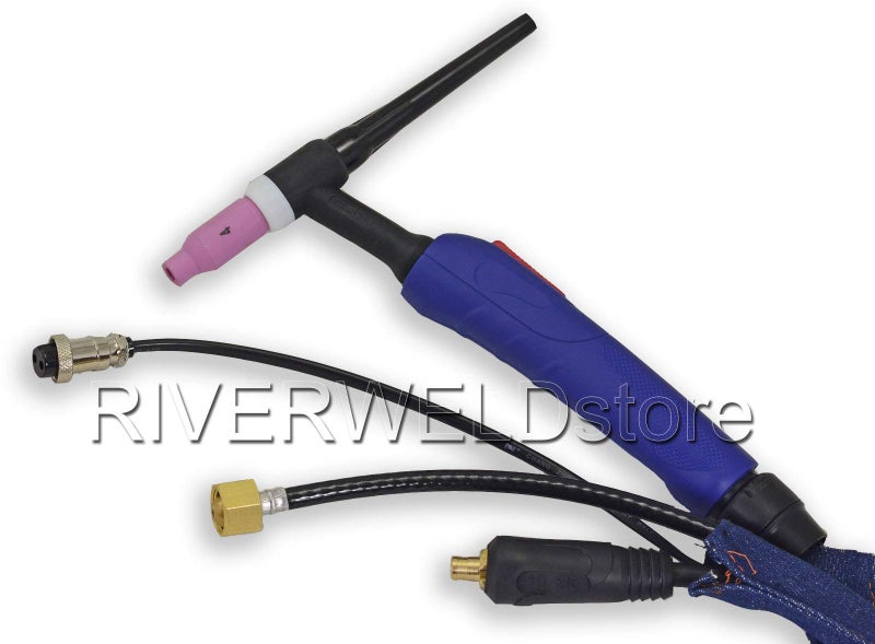 RIVERWELD WP-17F SR-17F TIG Welding Torch Complete Flexible Head Euro Style 150Amp Air-Cooled Electric Cable Wire 10mm2 Connector Plug DKJ10-25mm M16x1.5 2pins 12Feet 4Meters - Image 2