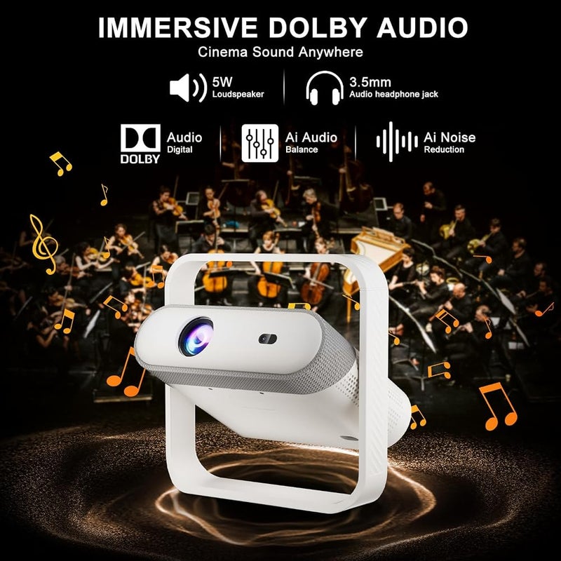 Salange P40 Smart 4K Projector,Native 1080P HDR,Built-in Apps,AI Auto Focus WIFI 6 and Bluetooth5.4,Mini Portable Projectors with Dolby Audio,Smart Proyector for Outdoor/Bedroom/Home/Games - Image 5