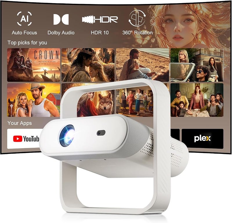 Salange P40 Smart 4K Projector,Native 1080P HDR,Built-in Apps,AI Auto Focus WIFI 6 and Bluetooth5.4,Mini Portable Projectors with Dolby Audio,Smart Proyector for Outdoor/Bedroom/Home/Games - Image 1