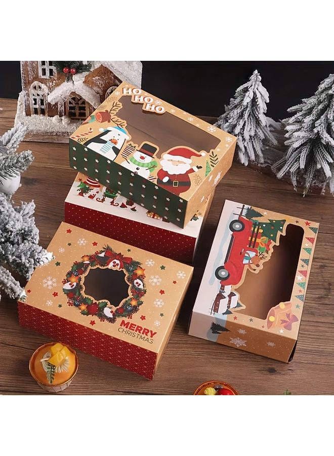 3 قطع من علب هدايا الكريسماس ذات نوافذ شفافة بألوان متنوعة - Image 2