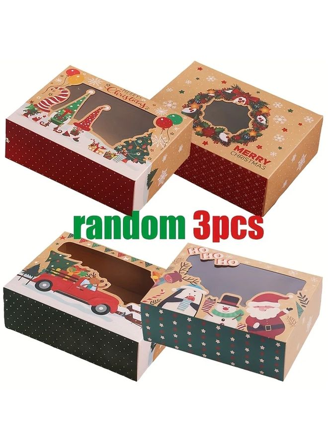 3 قطع من علب هدايا الكريسماس ذات نوافذ شفافة بألوان متنوعة - Image 1
