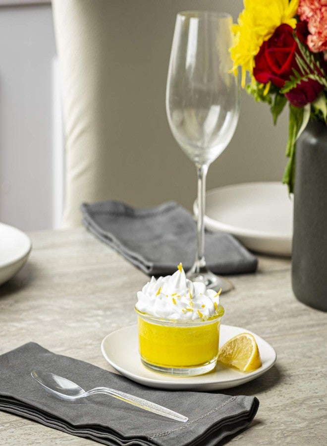 Comfy Package [300 Pack] Heavyweight Clear Plastic Tea Spoons with Engraved Design - Disposable Sturdy Plastic Utensils for Parties, Weddings, and Events - Image 5