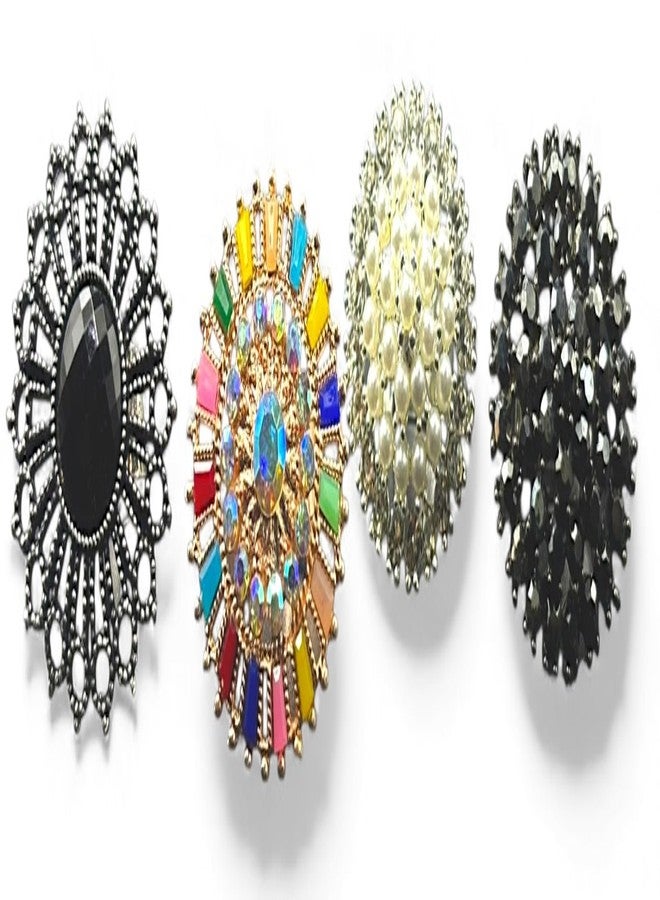 REENA 4 pc Stylish Ladies Ring Combo Set for Women & Girls | Alloy Kundan Stone Pearl Ring Adjustable Fashion Rings for Party, Casual & Gifting | Trendy Gold / Silver-Tone Rings | Jewelry Accessories Set (Multicolour + White Pearl+ Black Zircone+ Black Spyde) - Image 1