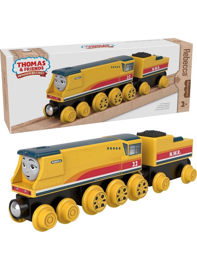 THOMAS & FRIENDS Thomas & Friends Wooden Railway Toy Train Rebecca Push-Along Wood Engine & Coal Car for Toddlers & Preschool Kids Ages 2+ Years (Amazon Exclusive)  - Image 1