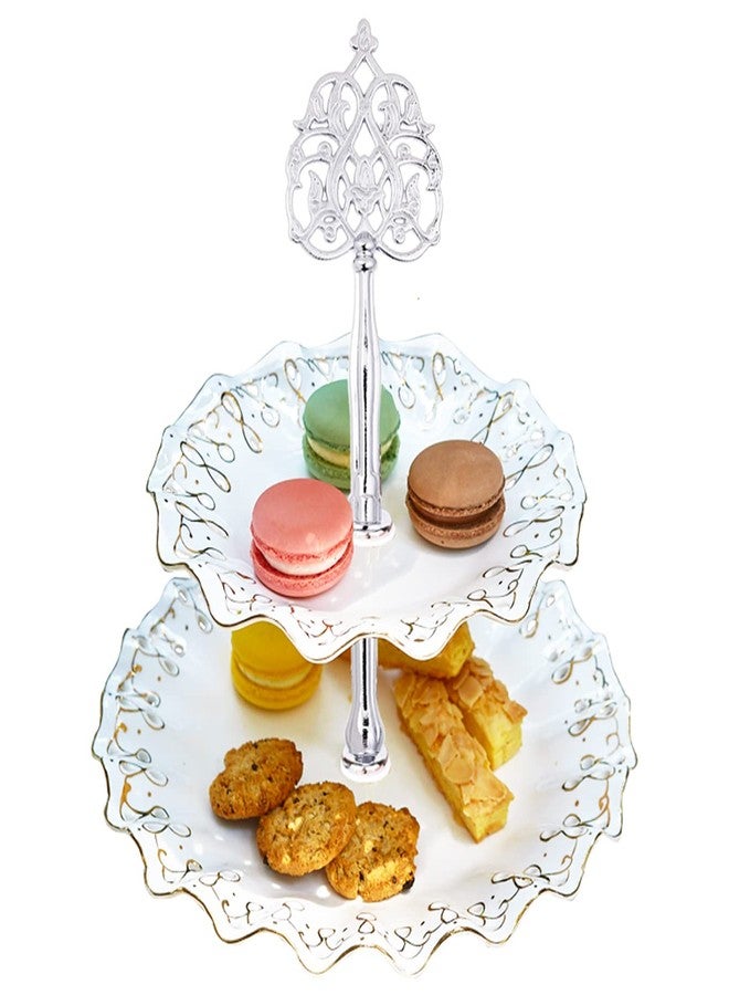 Loticy حامل كب كيك بثلاث طبقات مقاس 15 بوصة، ملحقات معدنية، حامل صولجان معدني، قطع غيار لصنع أطباق الفاكهة، حامل كيك، صينية وجبات خفيفة، ديكور حفلات الشاي وحفلات الزفاف (6 مجموعات - صولجان فضي) - Image 5