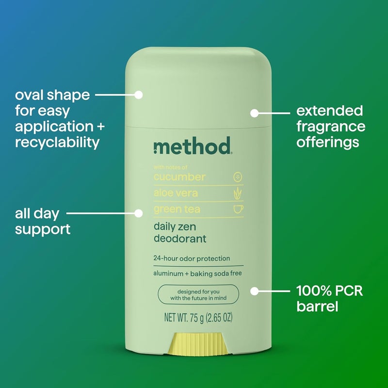 Method Deodorant, Daily Zen, Cucumber, Seaweed + Green Tea notes, 24 Hour Odor Protection, 2.65 oz - Image 3