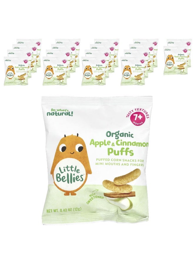 Little Bellies, Organic Apple & Cinnamon Puffs, 7+ Months, 18 Bags, 0.42 oz (12 g) Each - Image 1