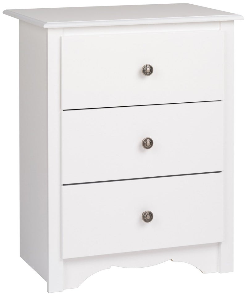 Prepac Sonoma Traditional Tall Nightstand Side Table with 3 Drawers Functional Tall 3Drawer Bedside Table 16 D x 23 W x 29 H White WDC2403