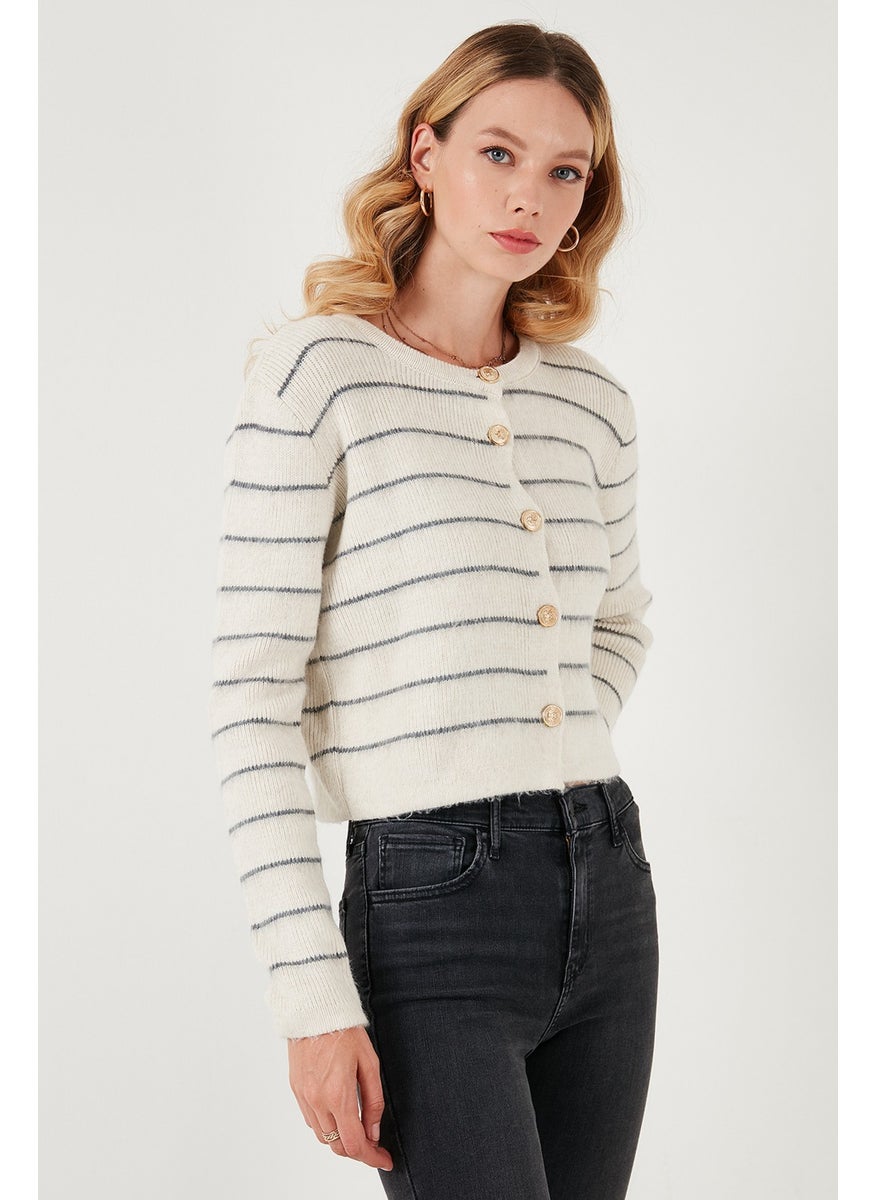 Lela Standard Fit Striped Soft Texture Crop Knitwear Cardigan Women's Cardigan 4615551  - Image 4