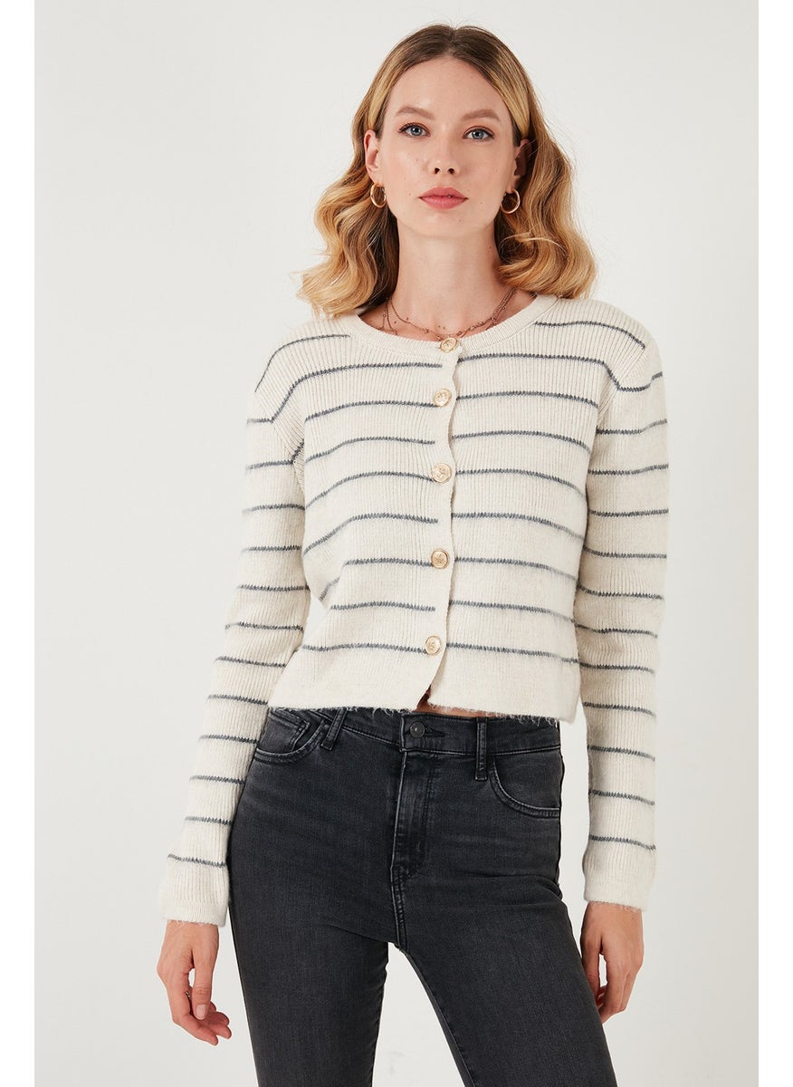 Lela Standard Fit Striped Soft Texture Crop Knitwear Cardigan Women's Cardigan 4615551  - Image 5