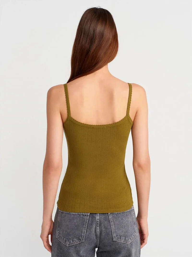 ديلفين Dilvin Slim Fit Ribbed Cotton Cami Top
