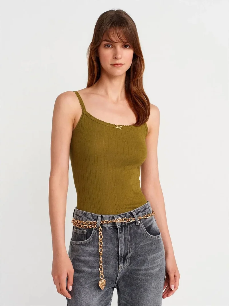 ديلفين Dilvin Slim Fit Ribbed Cotton Cami Top