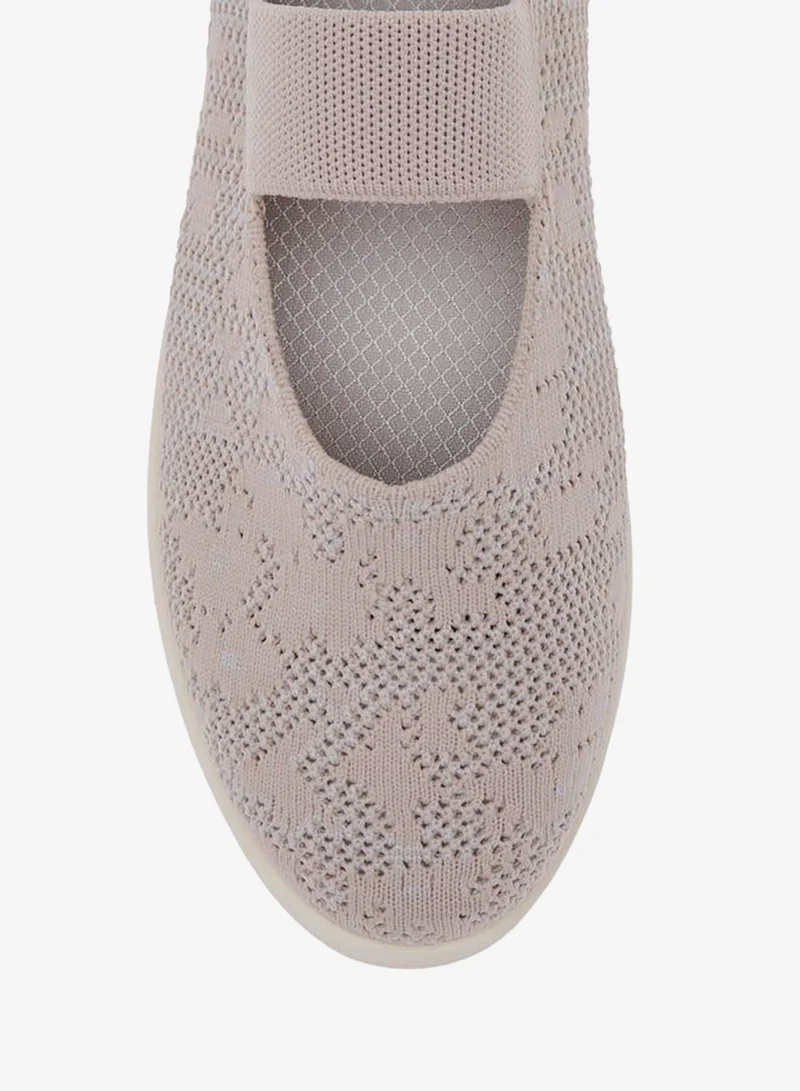 Le Confort BEIGE Women Textured Flyknit Shoes with Elasticated Strap for Women | Best Price UAE