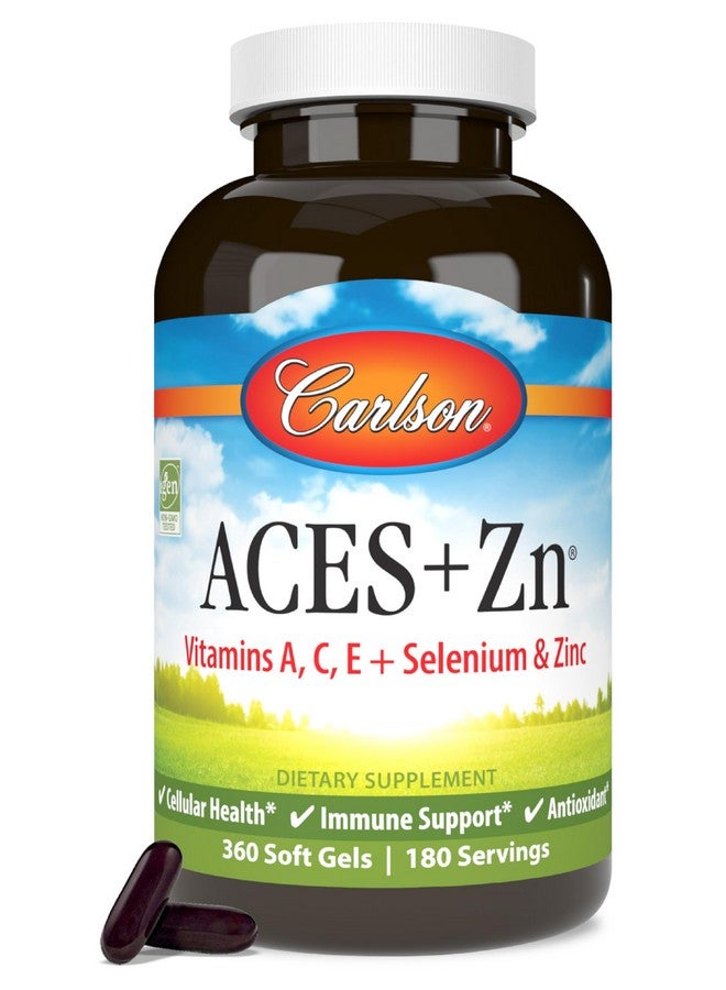 Carlson Carlson - ACES + Zn, Vitamins A, C, E + Selenium & Zinc, Multivitamin with Zinc, Cellular Health & Immune Support, Selenium Multivitamin, Antioxidant, 360 Softgels - Image 1