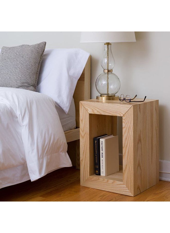 Art Wood Commode/Side Table -  Natural Suede Wood 