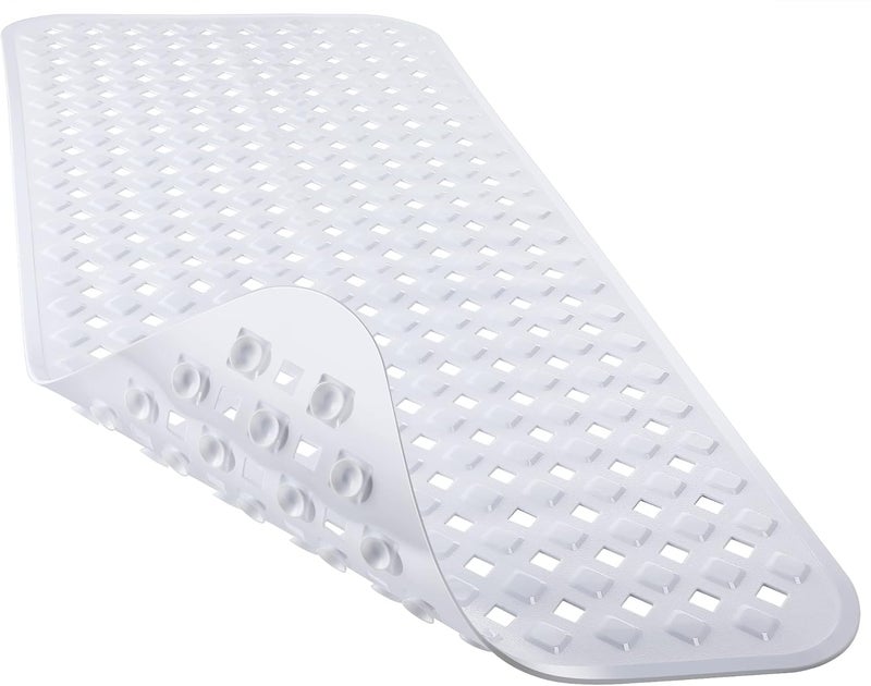 Yimobra Original Bath Tub and Shower Mat 27.5 X 15.5 Inches, Non-Slip with Drain Holes, Suction Cups, Machine Washable, Phthalate Free, No Latex, No BPA, White - Image 1