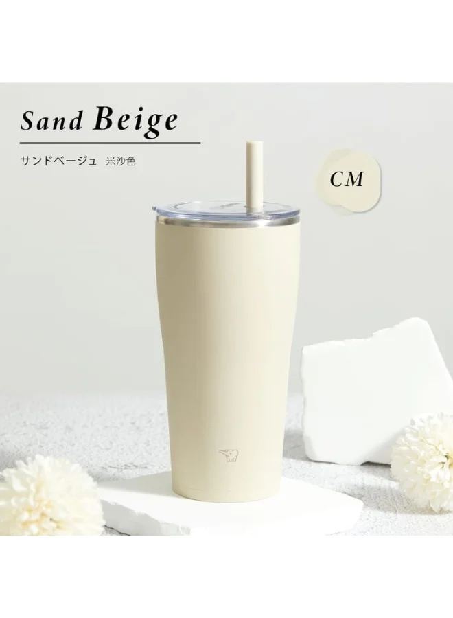 زوجيروشي Zojirushi Stainless Steel Vacuum Insulated Tumbler with Straw 0.89L,Sand Beige (Cm)