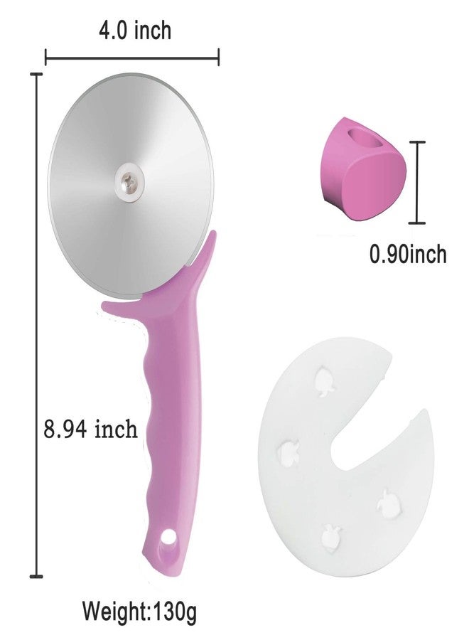 HELEERON 4" Pizza Cutter Wheel,Stainless Steel Large Pizza Cutter with Cover, Super Sharp Pizza Slicer-Dishwasher Available,Smooth Rotating Large Pizza Wheel Cutter Safe with Healthy Material (Rosy, 4 inch) - Image 3