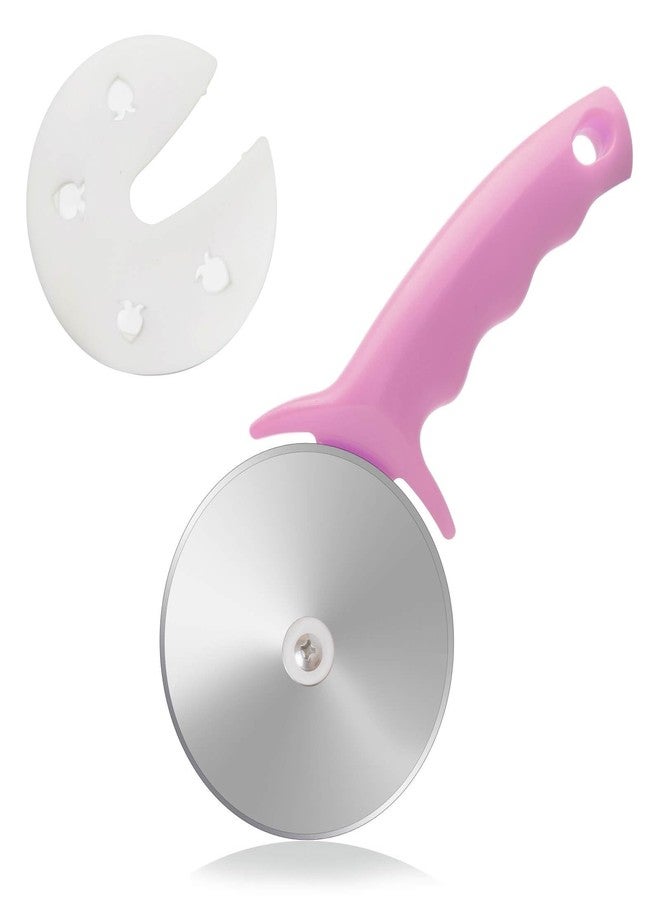 HELEERON 4" Pizza Cutter Wheel,Stainless Steel Large Pizza Cutter with Cover, Super Sharp Pizza Slicer-Dishwasher Available,Smooth Rotating Large Pizza Wheel Cutter Safe with Healthy Material (Rosy, 4 inch) - Image 1
