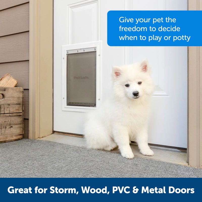 PetSafe Extreme Weather Aluminum Dog Door, Energy-Efficient, 3 Flaps for Insulation, Large, for Exterior Doors, Built for Extreme Weather (White - Large) - Image 4