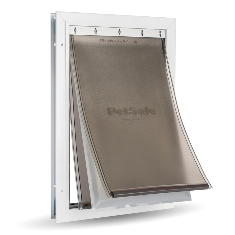 PetSafe Extreme Weather Aluminum Dog Door, Energy-Efficient, 3 Flaps for Insulation, Large, for Exterior Doors, Built for Extreme Weather (White - Large) - Image 1