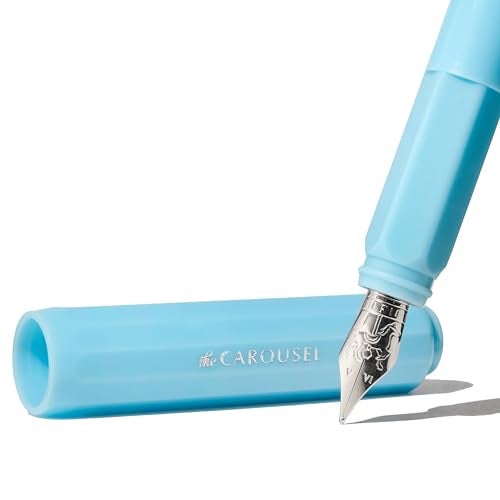 Ferris Wheel Press Carousel Fountain Pen Acrylic blend body Airsealed click locking cap Feathered Flight Blue Medium Nib - Image 3