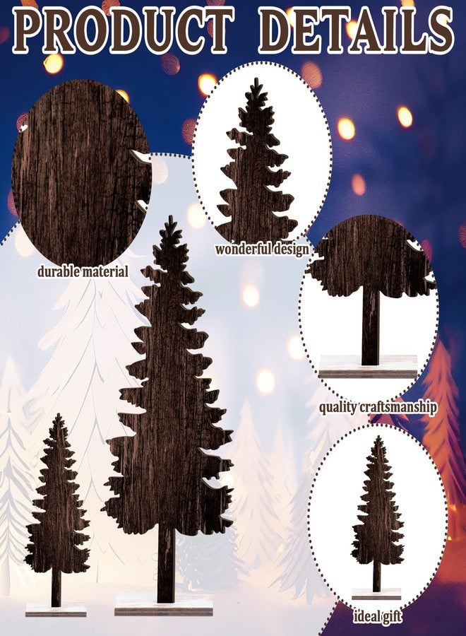 Barydat 4 Pcs Christmas Table Decorations Wooden Christmas Pine Tree Reindeer Table Centerpiece Xmas Winter Tabletop Signs Rustic Farmhouse Decor for Home Office Desk Party Favors (Pine Tree) - Image 4