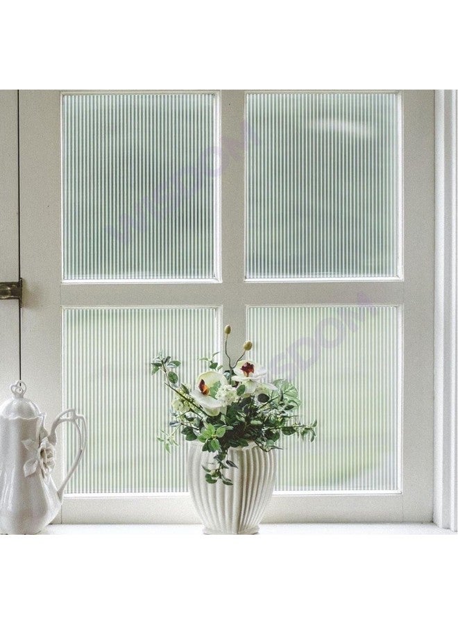 WISDOM Privacy Window Film Frosted Glass Film Glass Film No Glue Anti-UV Window Sticker Non Adhesive for Privacy Office Meeting Room Bathroom Living Room (Fluted Frosted, 24 x 178) - Image 1
