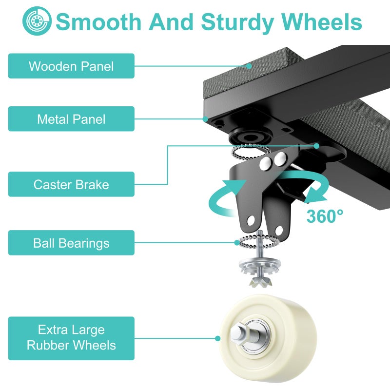 WINAZ Heavy Duty Adjustable Furniture Moving Dolly - Furniture Movers with 4 Swivel Casters Wheels, Small Wood & Metal Floor Flat Dollies Cart, Set of 2 - Image 5