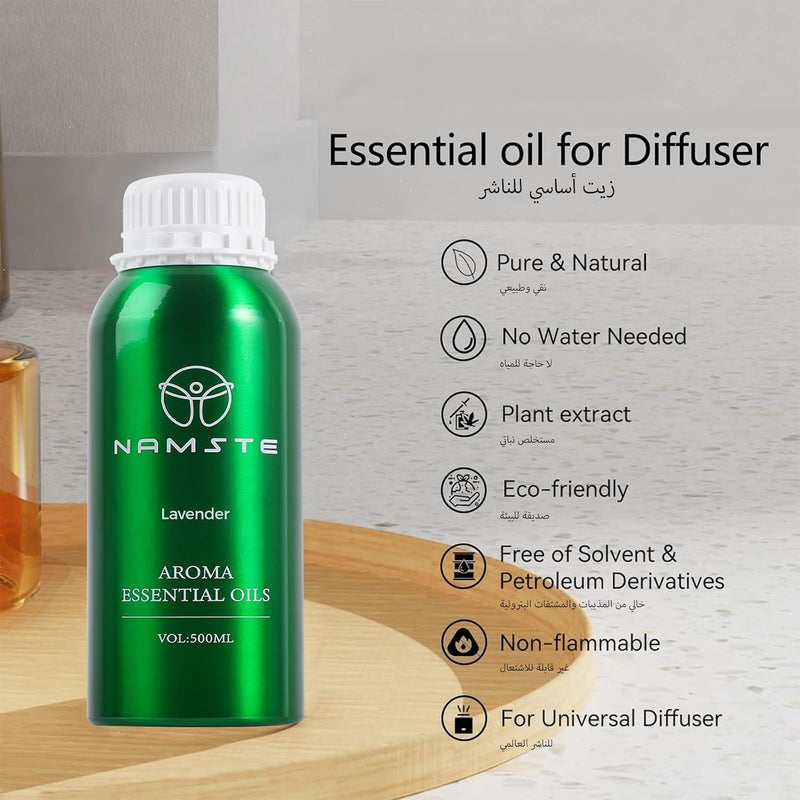 زيت عطري نامستي أرومة، 500 مل زيت ناشر عطر الخزامى، زيوت عطرية طبيعية 100% نقية، مزيج من الخزامى والورد والعنبر لجهاز ت��طير المنزل - Image 2