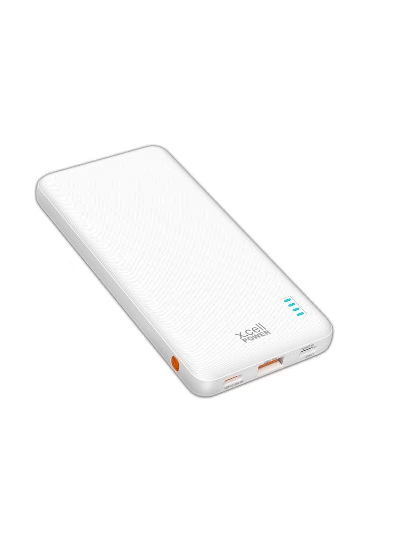 إكسيل بنك طاقة Xcell بسعة 10000 مللي أمبير | منفذ USB-C PD بقوة 20 واط + منفذ USB-A بقوة 18 واط | شحن ثنائي المدخلات | محطة طاقة محمولة صغيرة الحجم | متوافق مع أجهزة iPhone وSamsung Galaxy وMacBook Air وiPad Pro | طاقة تدوم 36 ساعة - أبيض - Image 3