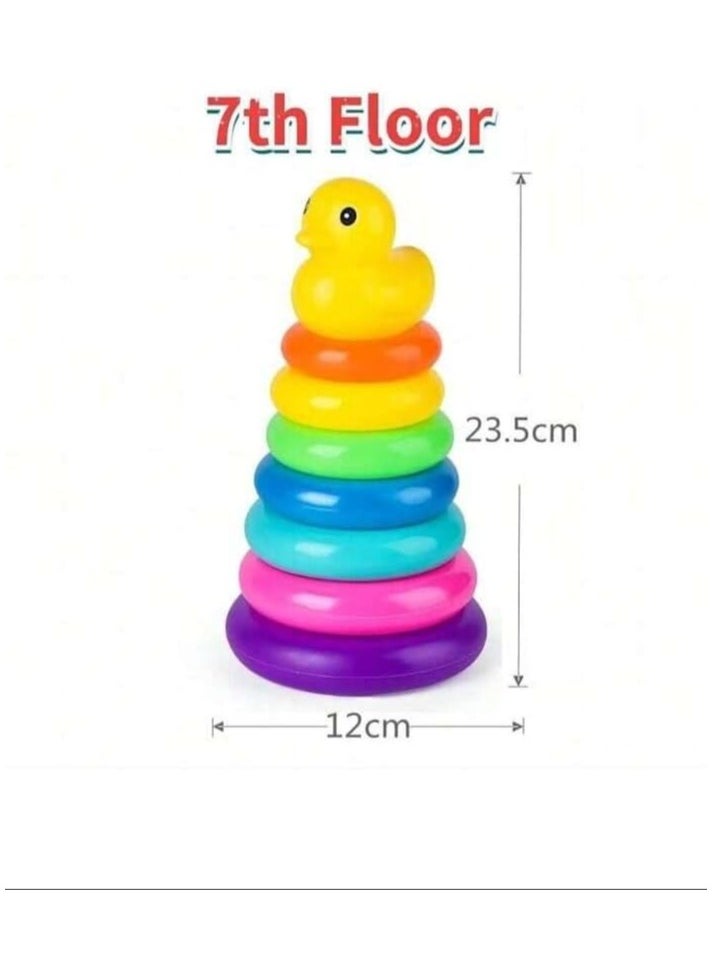 Montessori Toys Colorful Stacking Rings for Infants and Toddlers - Sensory Toys Set with Multiple Colors - Educational Toys for Baby (Duck)  - Image 2