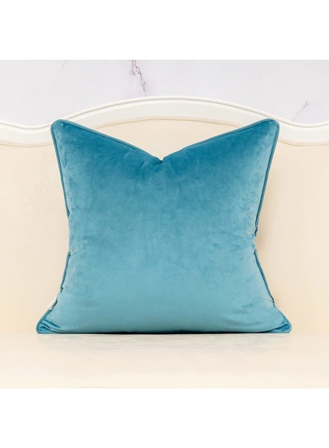 Alerfa 20 x 20 Inch Light Blue Square Maple Leaf Pillow Embroidery Cut Velvet Cushion Case Luxury Modern Lumbar Throw Pillow Cover Decorative Pillow for Couch Sofa Living Room Bedroom Car - Image 2