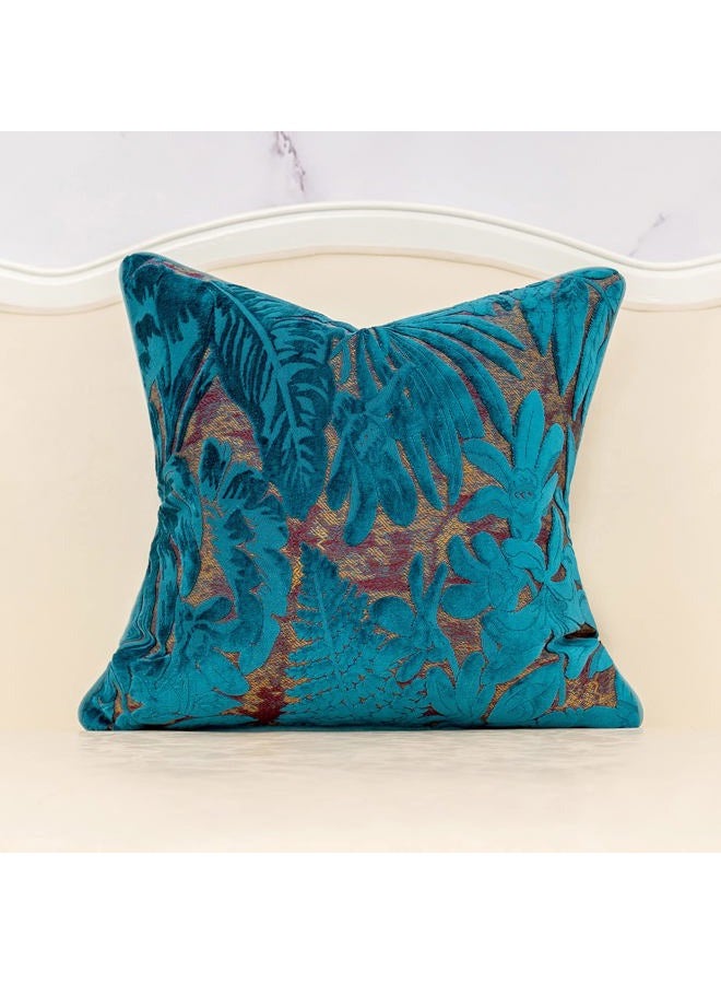 Alerfa 20 x 20 Inch Light Blue Square Maple Leaf Pillow Embroidery Cut Velvet Cushion Case Luxury Modern Lumbar Throw Pillow Cover Decorative Pillow for Couch Sofa Living Room Bedroom Car - Image 1