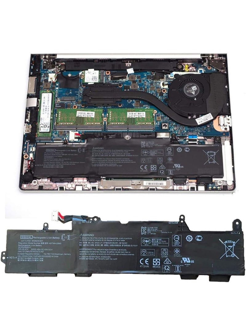 Zexen HSTNN LB8G SS03XL Laptop Battery for Hp EliteBook 730 735 740 745 755 830 840 846 G5 745 840 G6 ZBOOK 14U G5 G6 HSN I12C Series 933321 855 932823 421 11.55V 50Wh, Black - Image 3