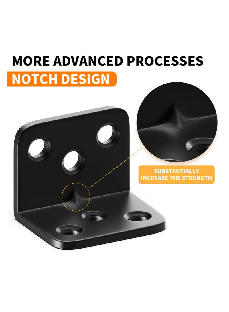 18 Pcs L Bracket Small Shelf Bracket, Heavy Duty L Brackets for Shelves, Premium Corner Bracket Angle Bracket, Black Metal Corner Brace for Wood Furniture Cabinet +108 Screws - Image 4