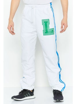 LACOSTE Men Relaxed Fit Brand Logo Training Pants, White Combo  - Image 1