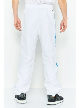 LACOSTE Men Relaxed Fit Brand Logo Training Pants, White Combo  - Image 3