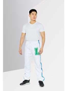 LACOSTE Men Relaxed Fit Brand Logo Training Pants, White Combo  - Image 2