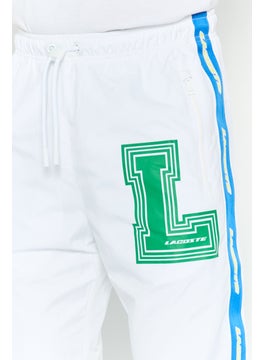 LACOSTE Men Relaxed Fit Brand Logo Training Pants, White Combo  - Image 4