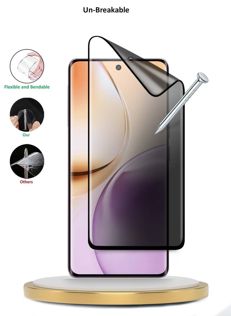 Wtech Realme 14 Pro 5G 2025 Premium Edge-Pro Matte Ceramic Privacy Full Glue Full Cover Matte Flexible Screen Protector (MSGPCP) - Clear/Black - Image 3